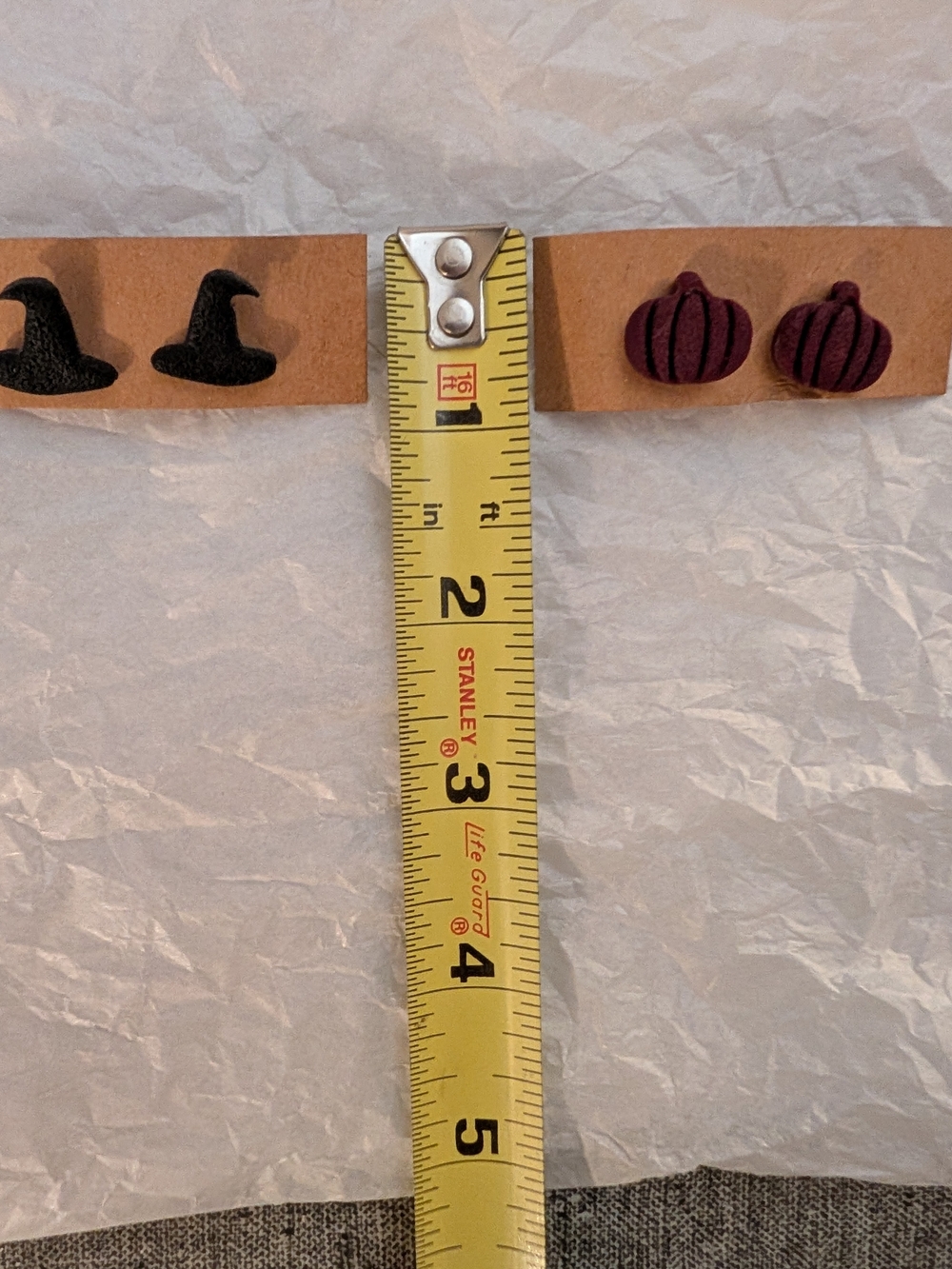 Halloween Tiny Stud Earrings - Black Witch Hats & Wine Colored Pumpkins